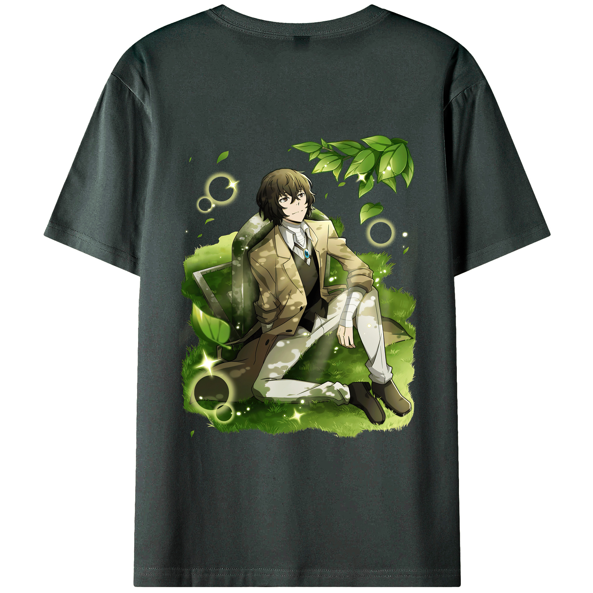 （画像用） 文豪ストレイドッグス Bungo Stray Dogs 綿100％ メンズ半袖Tシャツ（バックプリント） 通気性